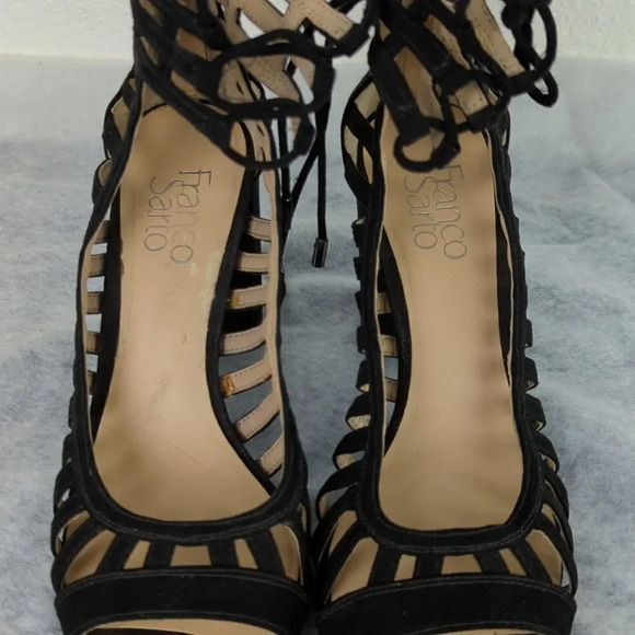 Franco Sarto Ankle Tie Sandals With Chunky High Heels The "Ernie" - Picture 14 of 17